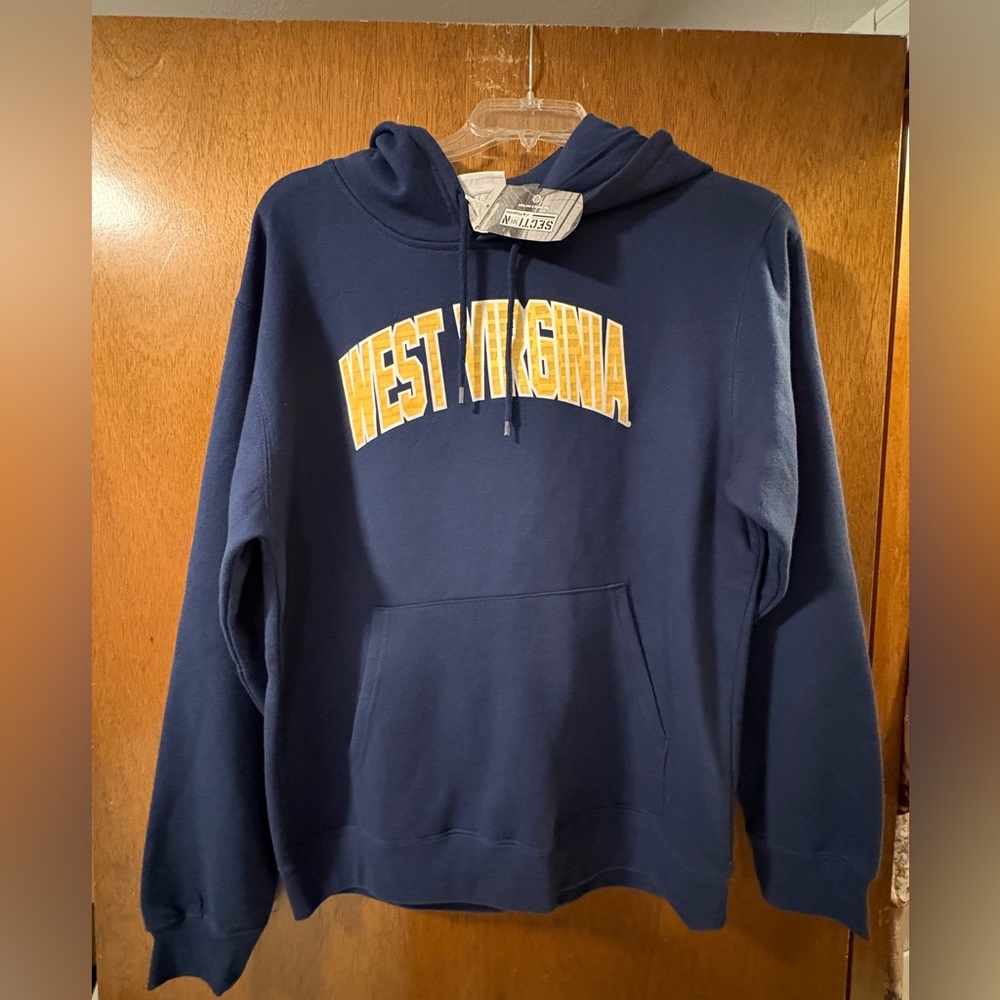 West Virginia Hoodie Medium Navy Majestic Section 101 Pullover NCAA